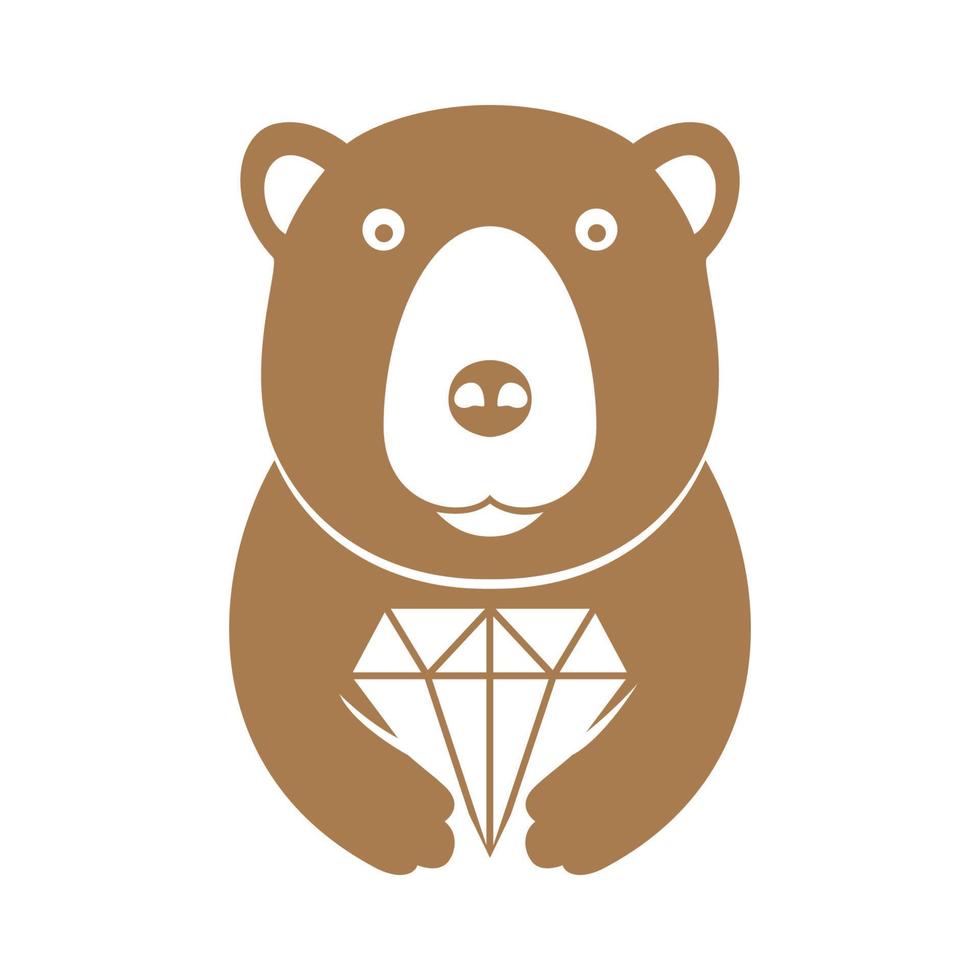 urso pardo com diamante logotipo símbolo ícone vetor design gráfico ilustração ideia criativa