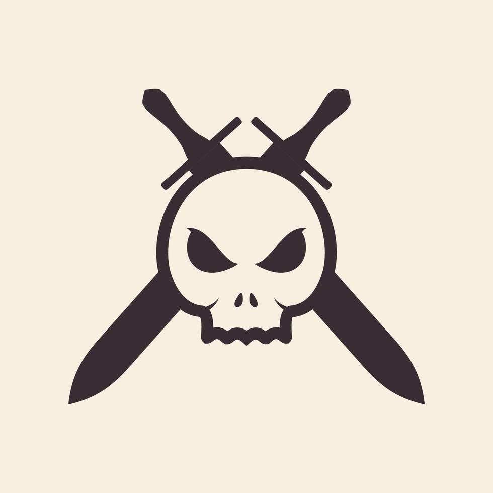 crânio com espada cruz design de logotipo vintage vetor gráfico símbolo ícone sinal ilustração ideia criativa