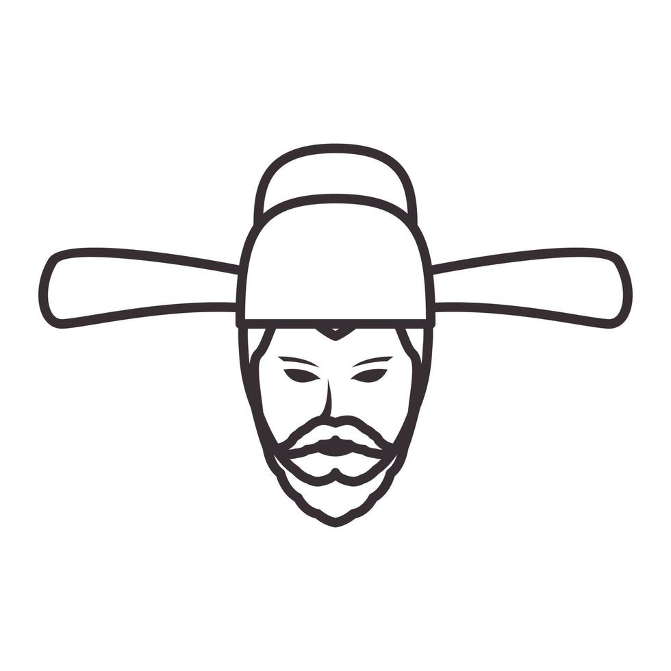 homem de linhas com chapéu cultura japão logotipo símbolo vetor ícone ilustração design