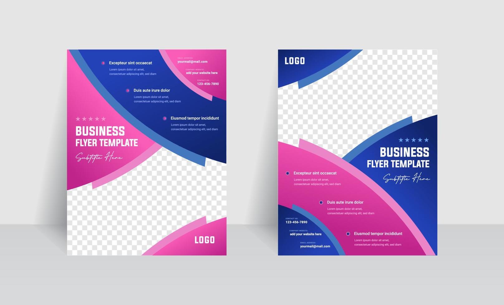 elementos de semi-círculo com panfleto de cores azul e rosa, banner, conjunto de design de brochura. adequado para seus produtos ao ar livre e agência de viagens. vetor