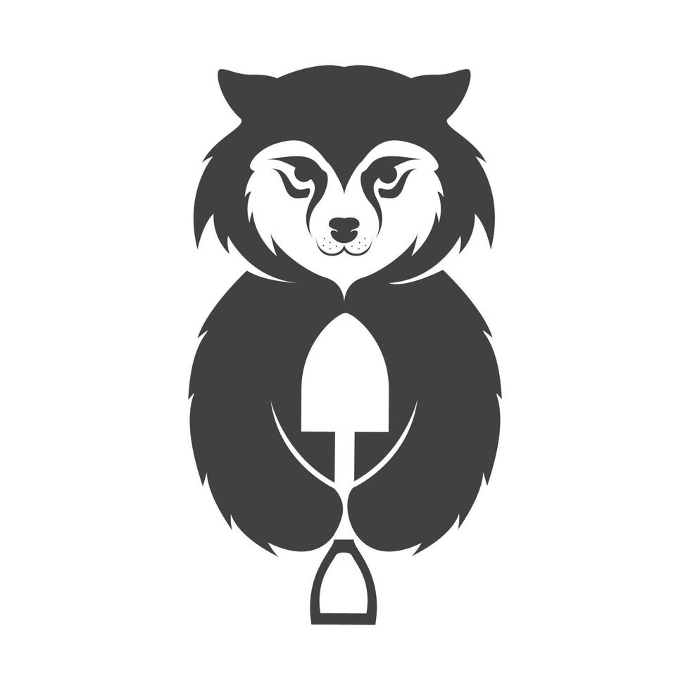 lobo animal fofo com ilustração de design gráfico de vetor de ícone de símbolo de logotipo de jardim