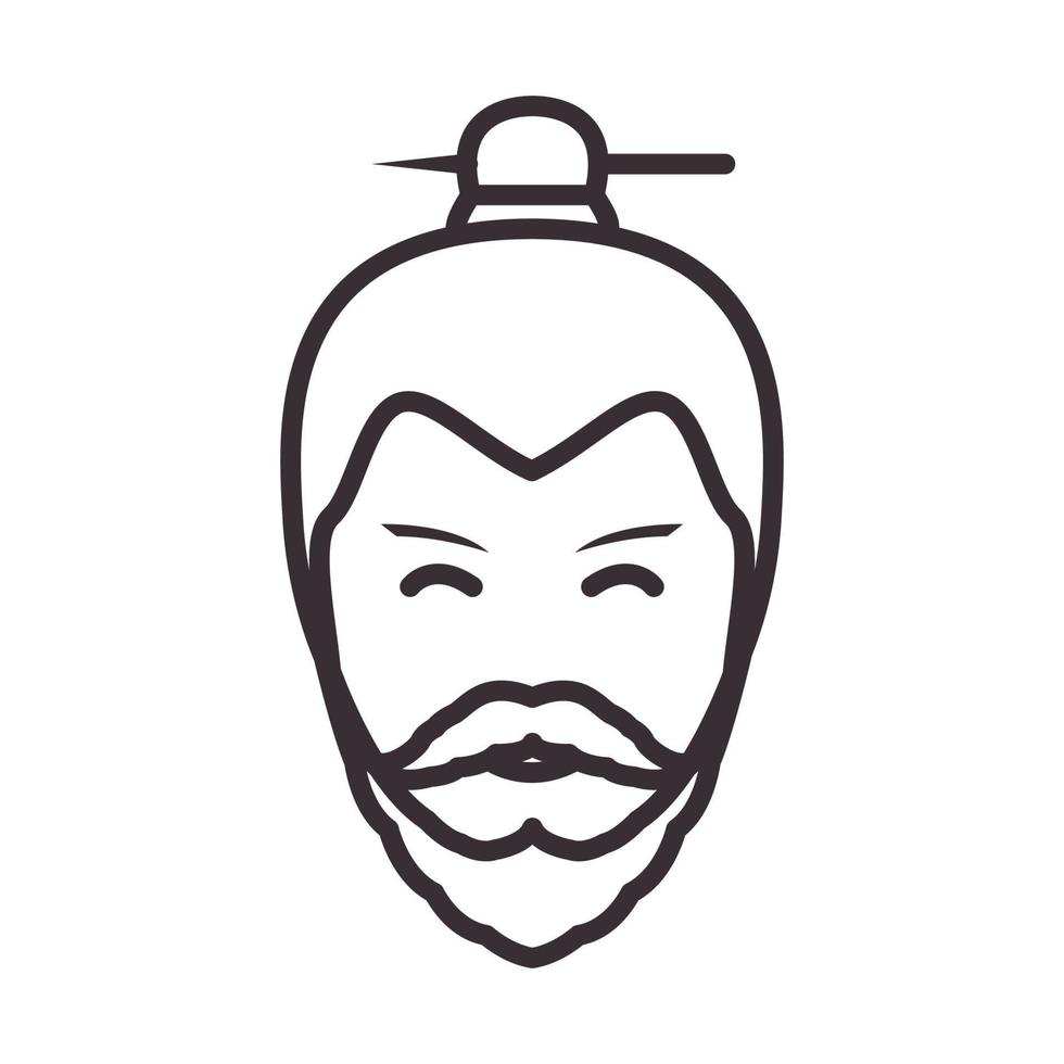 linhas homem cabeça barba japão cultura logotipo símbolo vetor ícone ilustração design