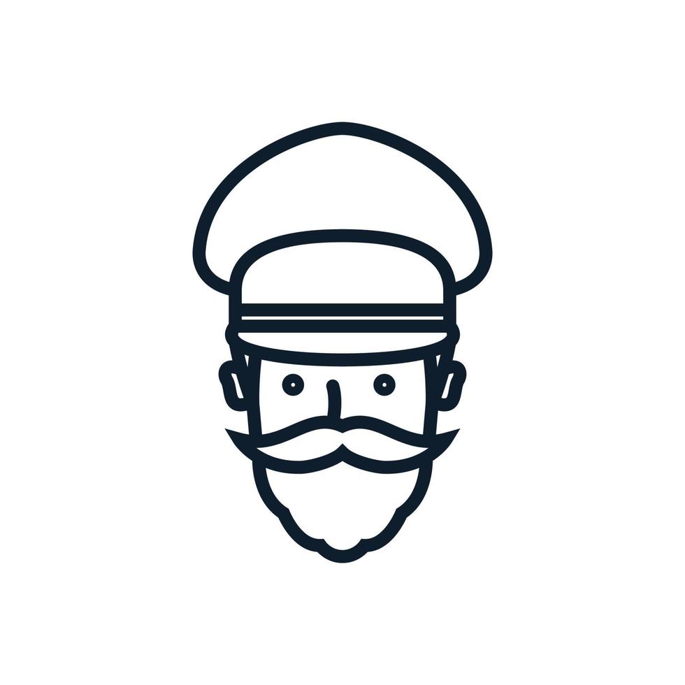 polícia com design de ilustração de ícone de vetor de logotipo de linha de barba