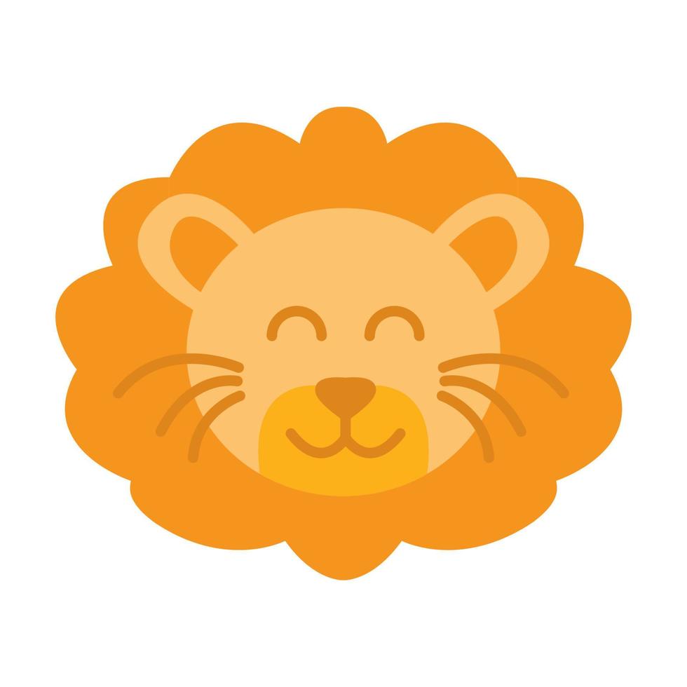 rosto de cabeça de leão sorriso bonito logotipo dos desenhos animados ícone ilustração vetorial vetor