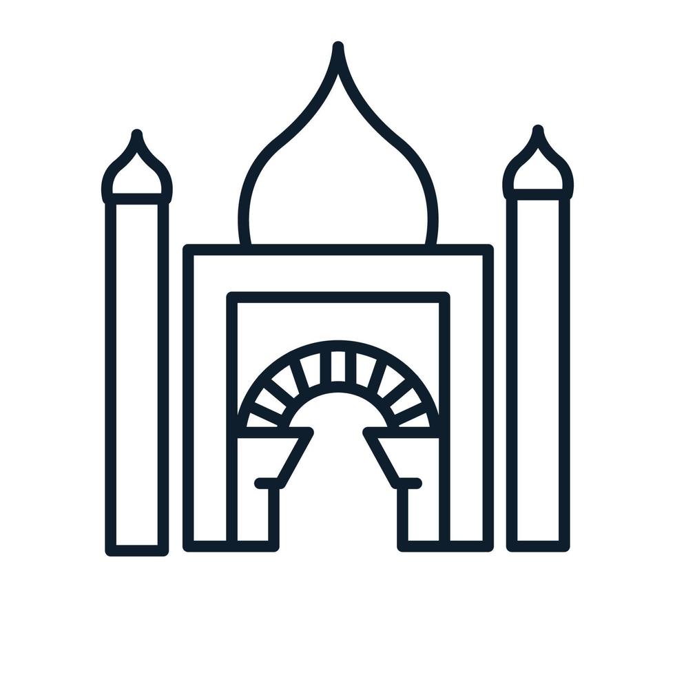 ilustração de ícone de vetor de logotipo de linha de portão de mesquita islâmica