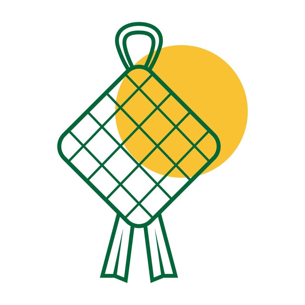 linhas abstrato verde ketupat eid logotipo símbolo vetor ícone ilustração design gráfico