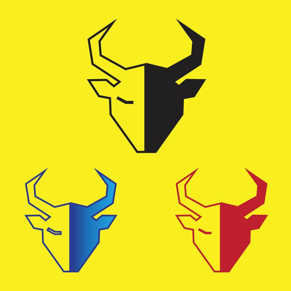 logotipo da cabeça de touro com várias cores adequadas para uma marca vetor
