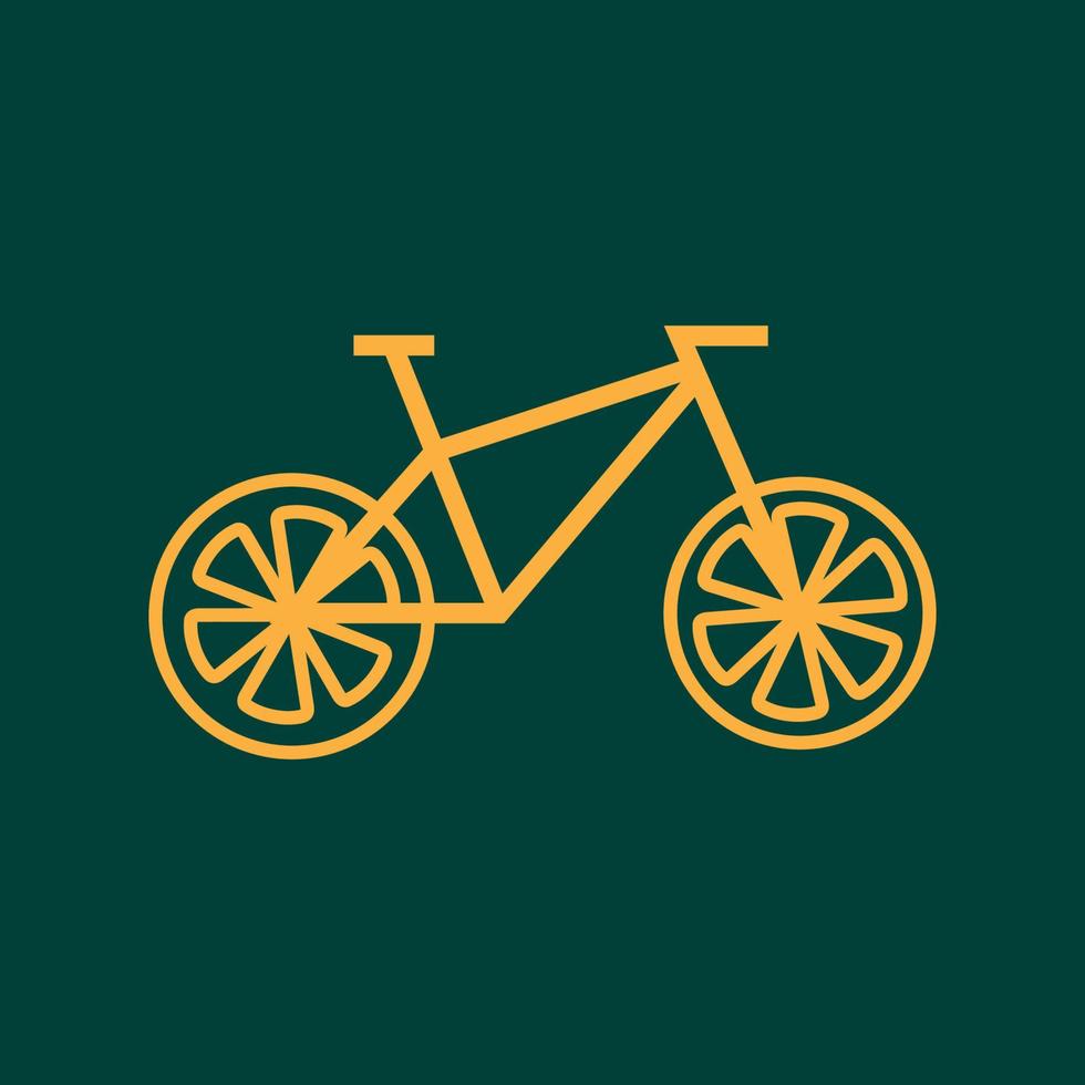 fruta laranja com ilustração de símbolo de ícone de vetor de design de logotipo de linha de bicicleta