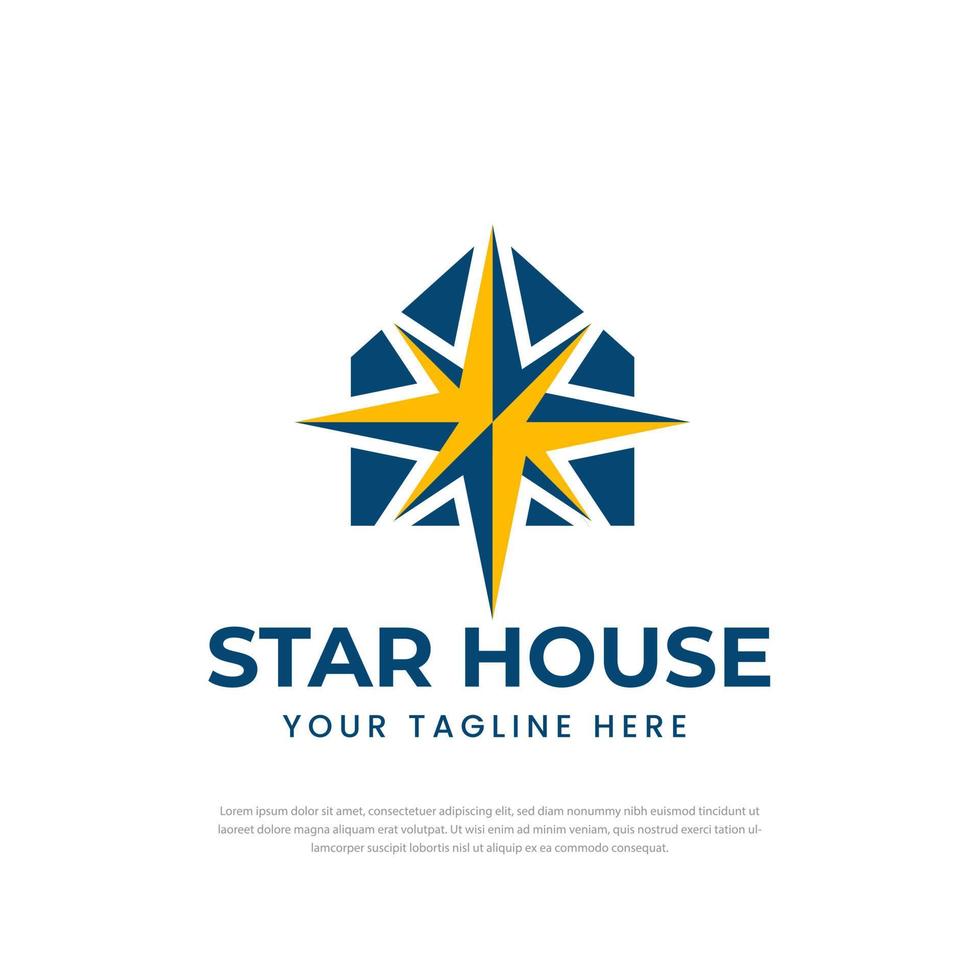 design de logotipo estrela e símbolos, modelo de design de ícone em casa vetor