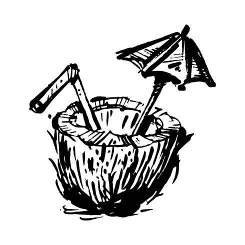 Ilustração de bebida de coco tropical vetor