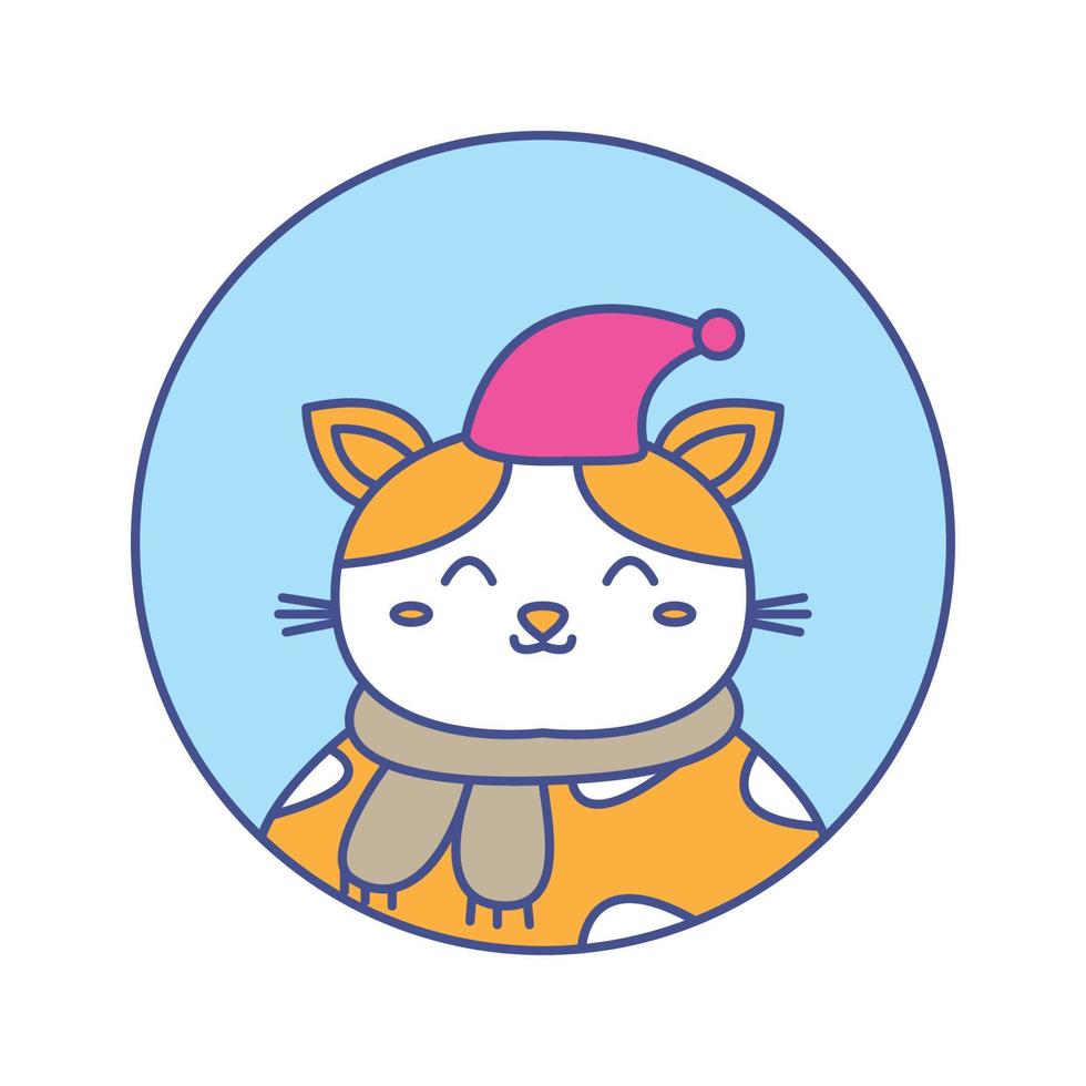 gato ou gatinho ou gatinho sorriso frio ilustração em vetor logotipo bonito dos desenhos animados