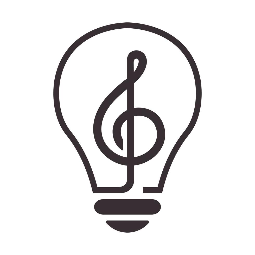 notas musicais com logotipo de idéias de lâmpada ilustração de design de ícone de símbolo de vetor de idéias