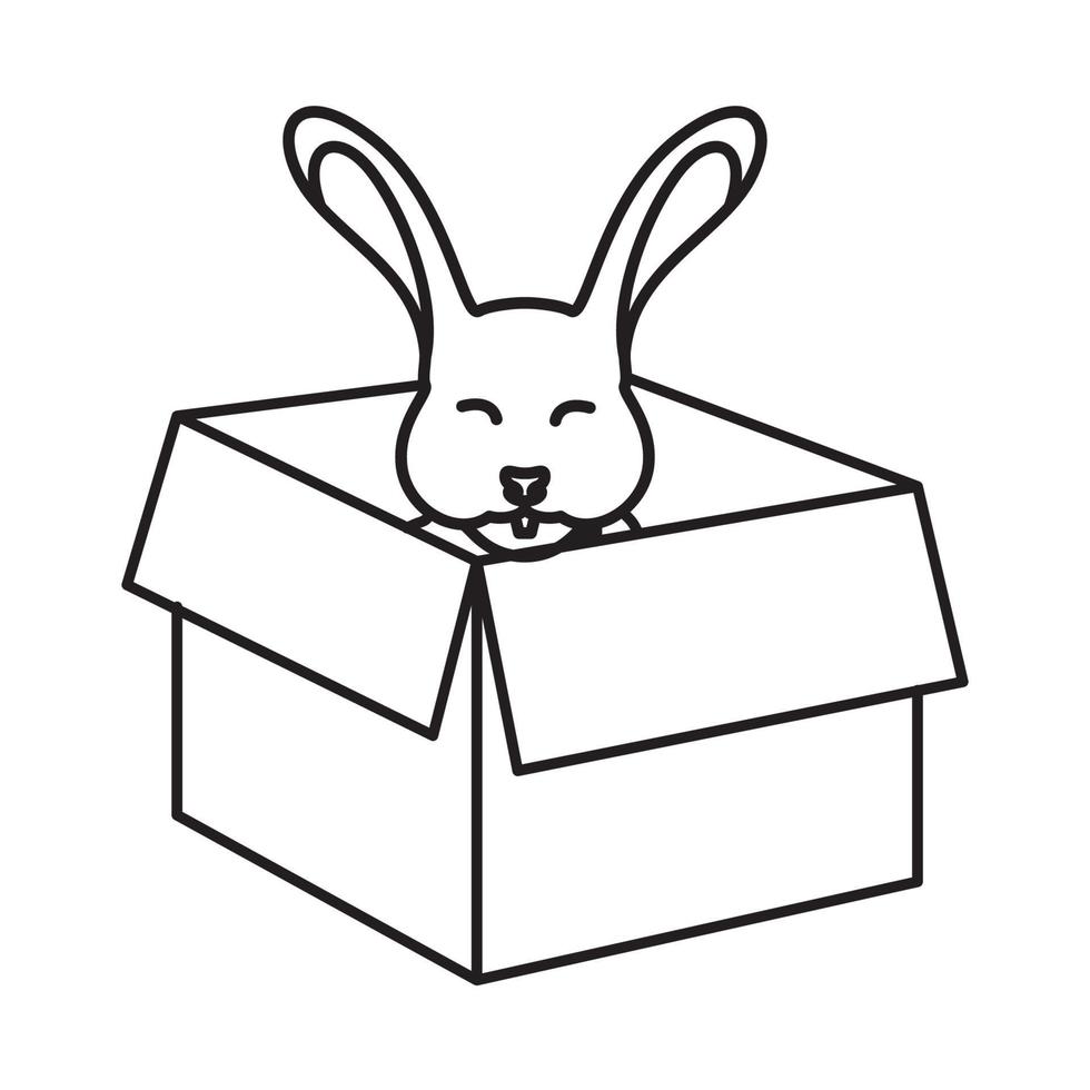 caixa de papel com linhas de coelho logotipo vetor símbolo ícone design ilustração