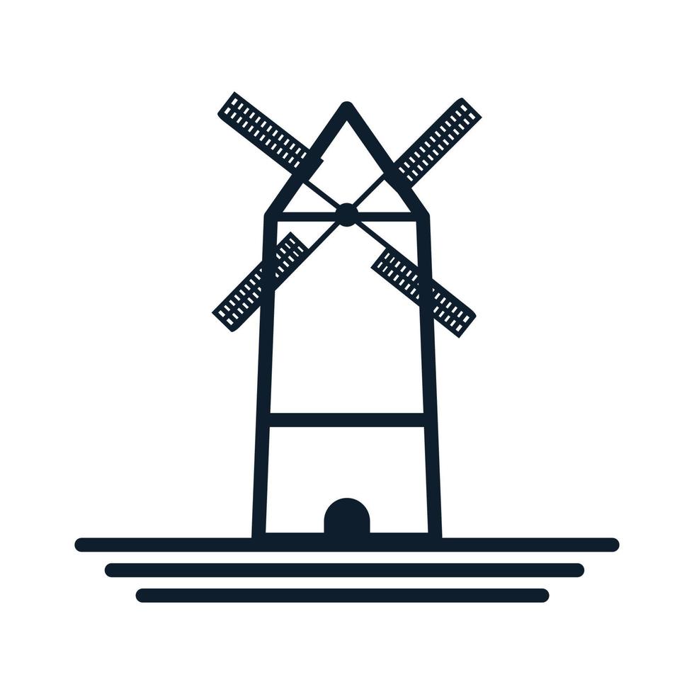 ilustração em vetor ícone do logotipo da cultura tradicional da linha de cata-vento holandês