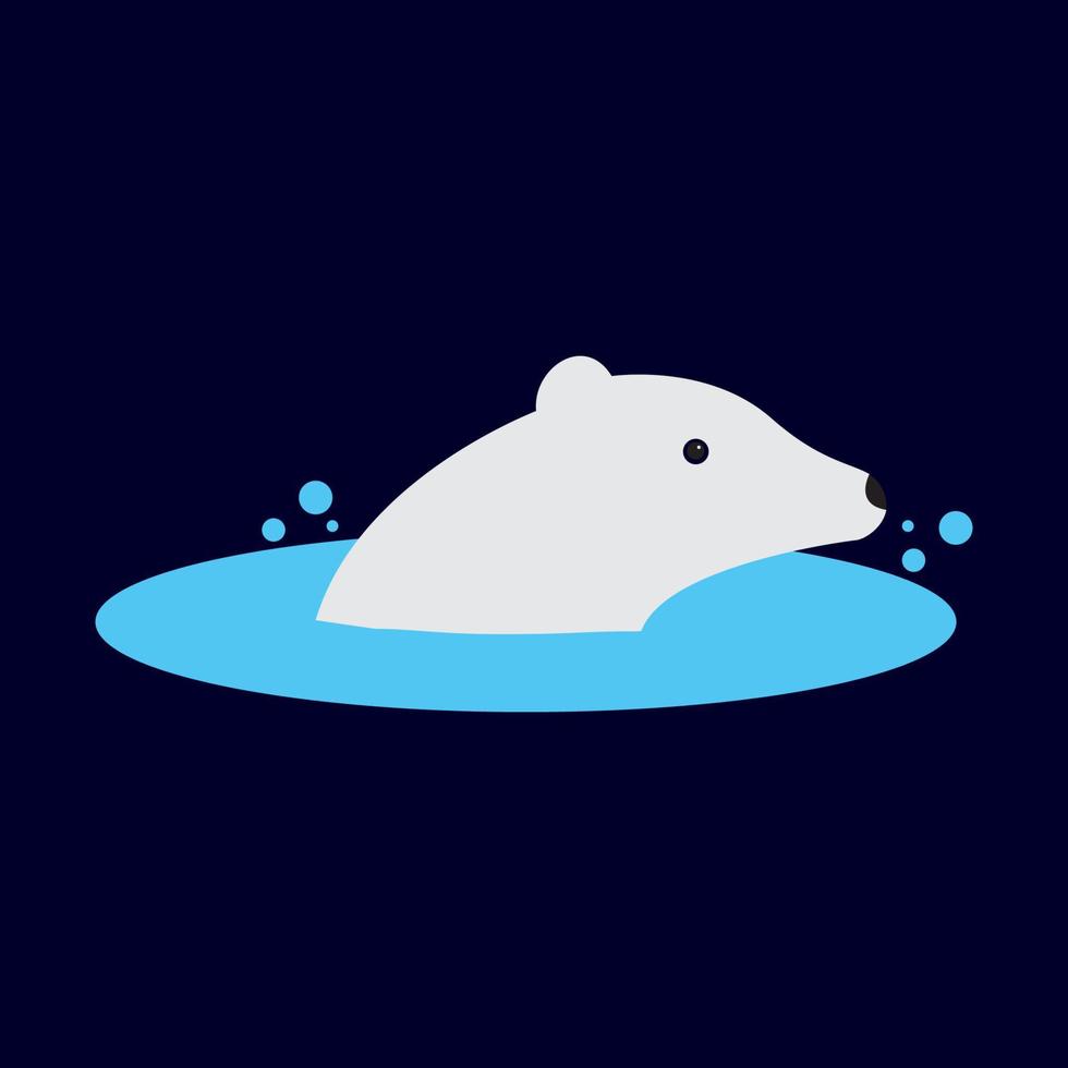 cabeça de urso polar abstrata na água logotipo vetor ícone símbolo ilustração design gráfico