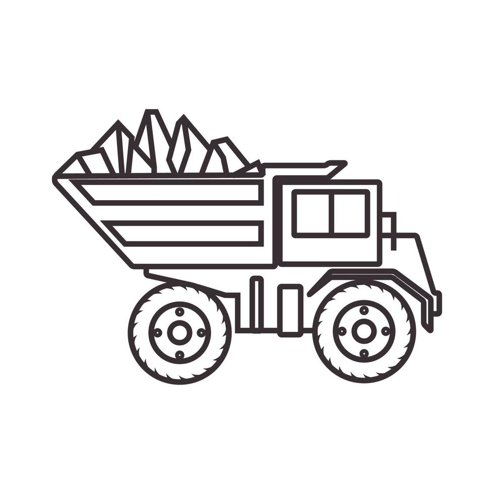 linhas de construção de mineração de caminhão de transporte logotipo símbolo ícone vetor ilustração design gráfico