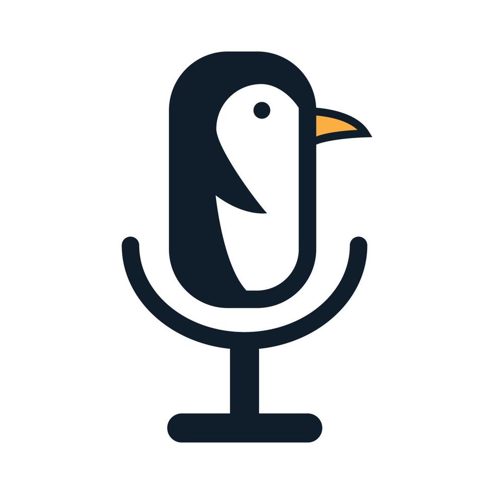 vetor de ícone de logotipo de pinguim fofo e música