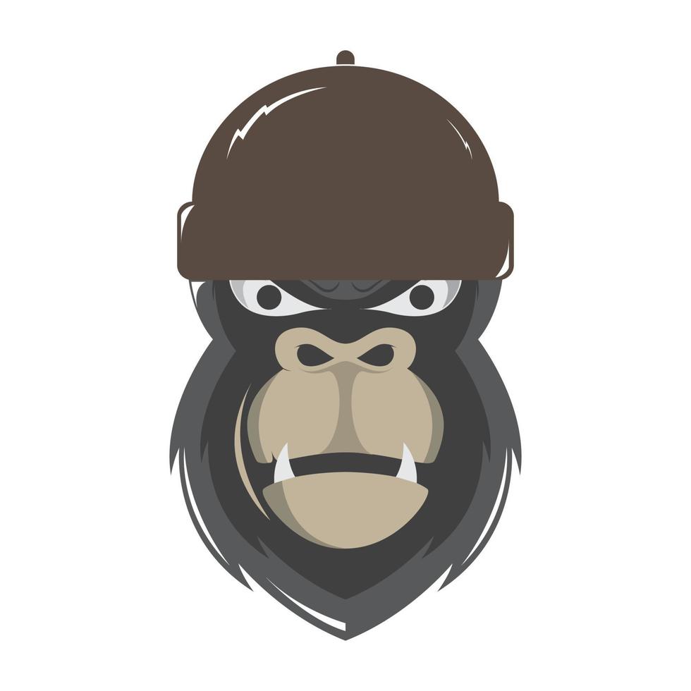 gorila de rosto legal com design de logotipo de chapéu vetor símbolo gráfico ícone sinal ilustração ideia criativa