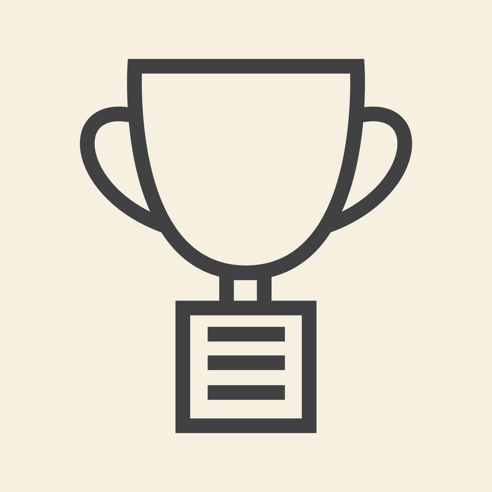 troféu de linha simples com ilustração de design gráfico de ícone de vetor de logotipo de copo