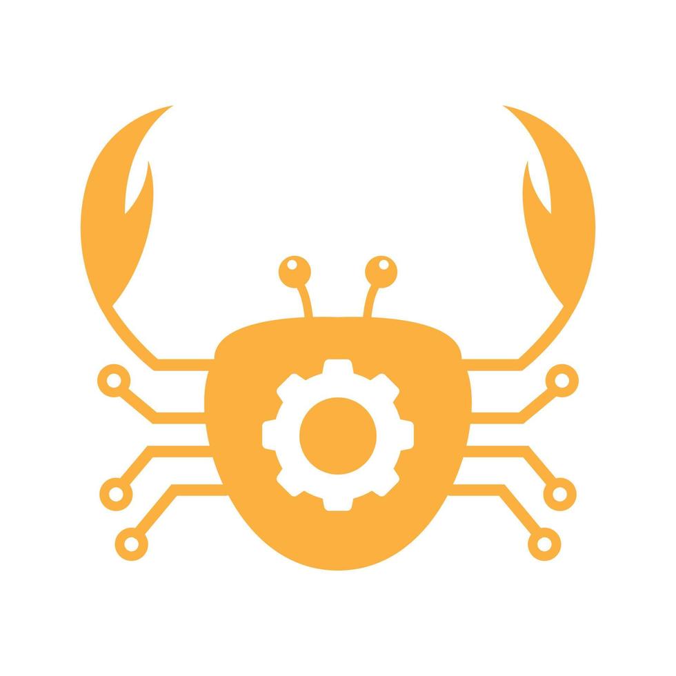 caranguejos com design de logotipo de tecnologia de engrenagem vetor gráfico símbolo ícone sinal ilustração ideia criativa