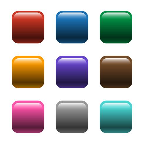 Vetor de botões de cor quadrada brilhante