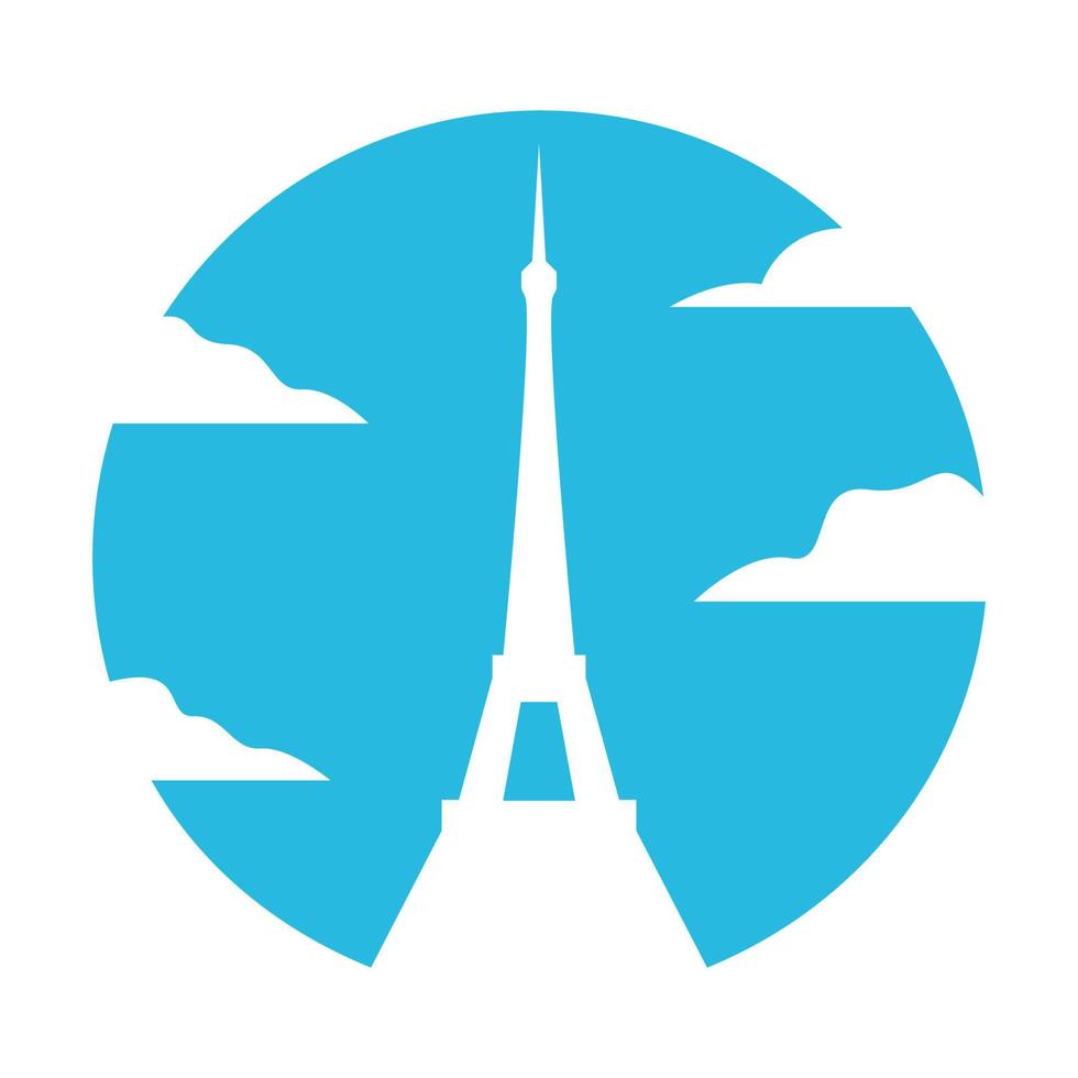 design de ilustração de ícone de vetor de logotipo de eiffel de céu azul