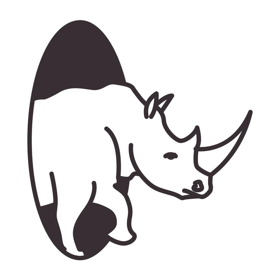 linhas de rinoceronte com ilustração de design gráfico de vetor de ícone de logotipo de círculo