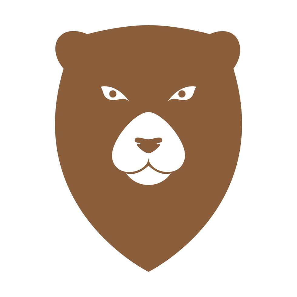 urso de cabeça com design de ilustração de ícone de vetor de logotipo de localização de mapa de pinos