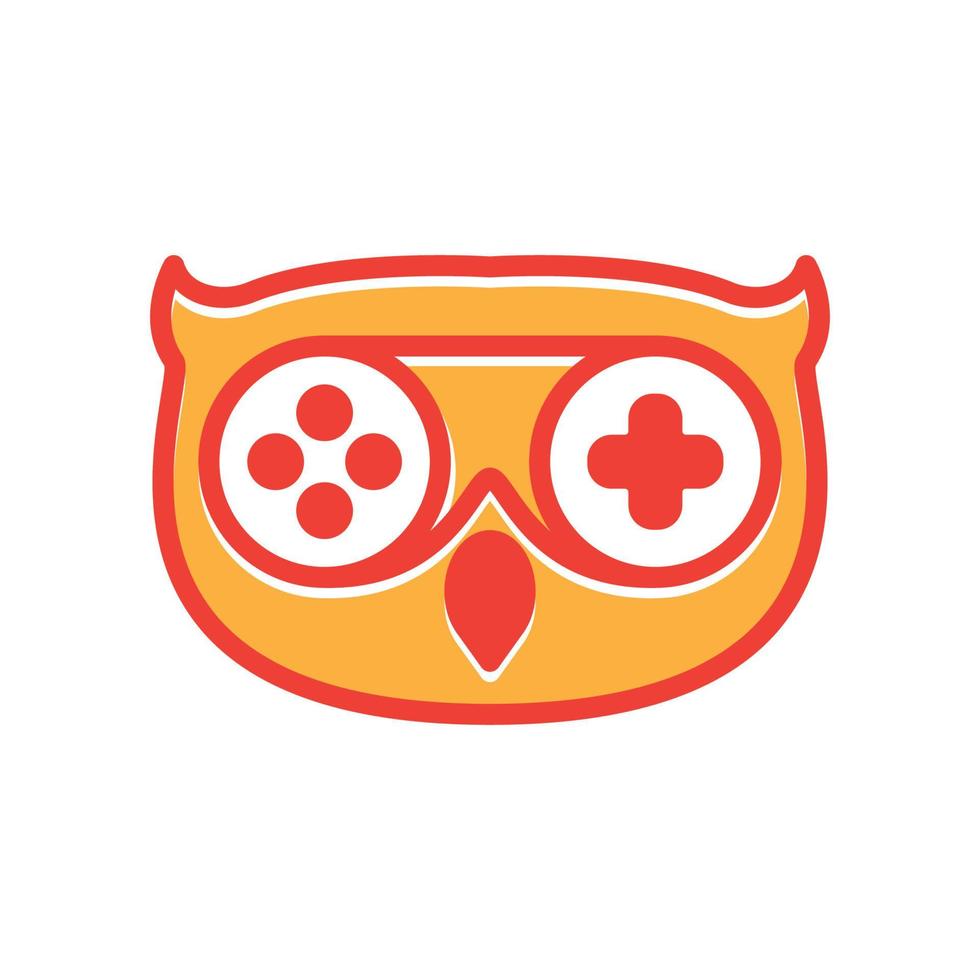 coruja animal com design de ilustração de ícone de vetor de logotipo de jogos de joystick