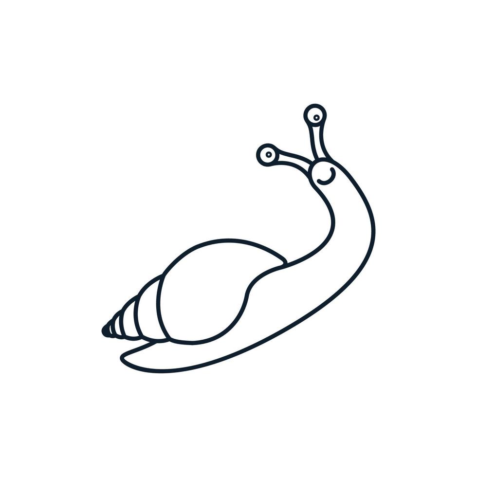 contorno de arte de linha de caracol ou lesma design de ilustração de ícone de vetor de logotipo minimalista animal