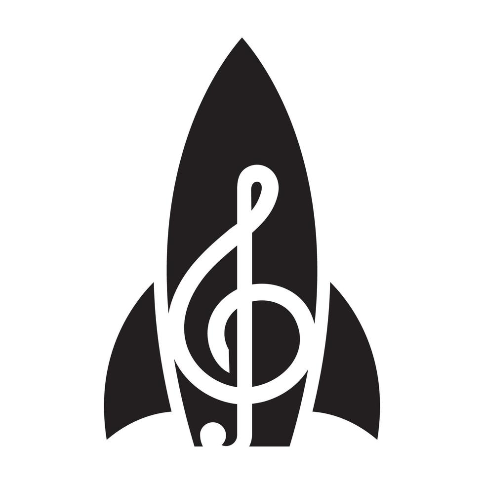 foguete com logotipo de nota de música vetor símbolo ícone design ilustração gráfica