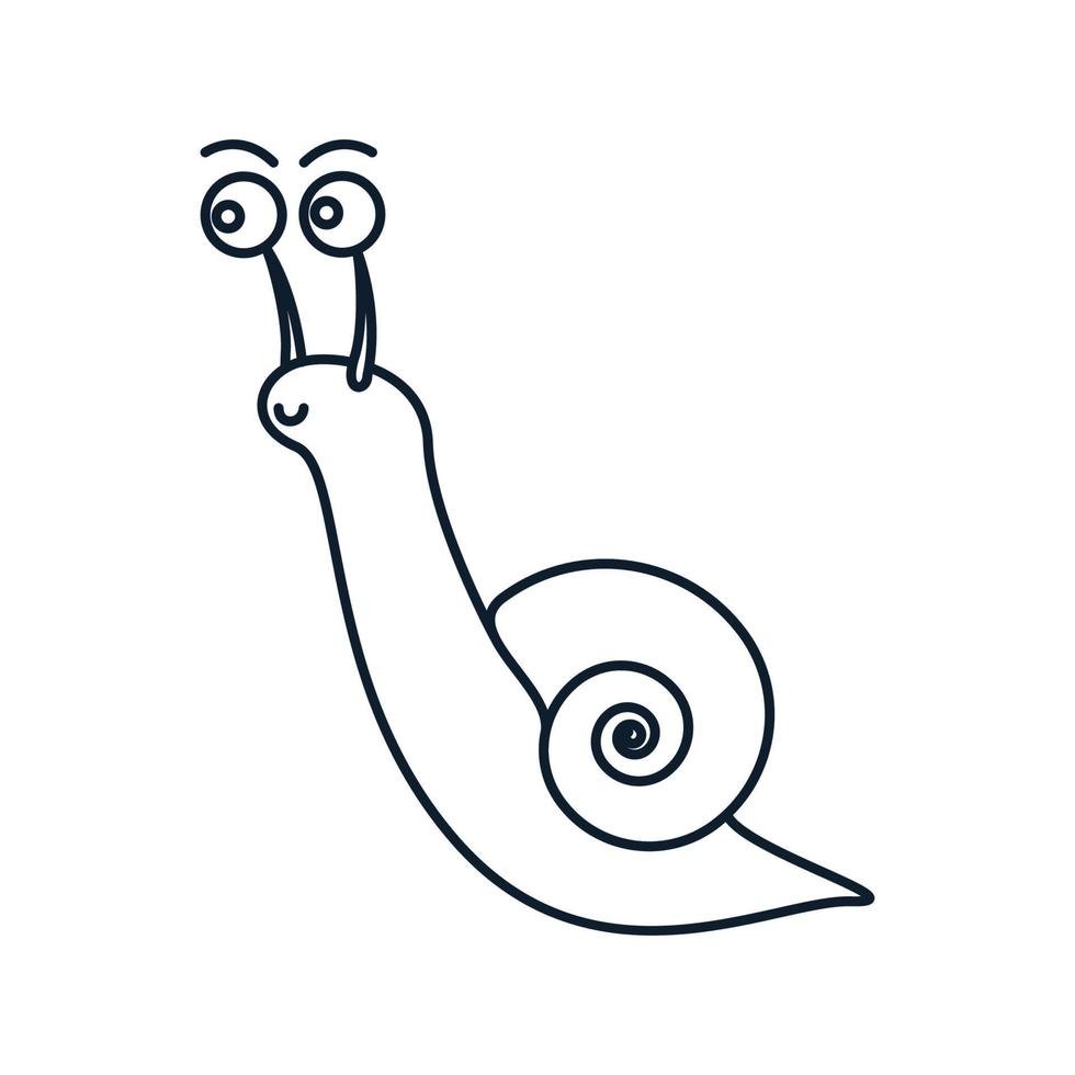 contorno de arte de linha de caracol ou lesma design de ilustração de ícone de vetor de logotipo moderno