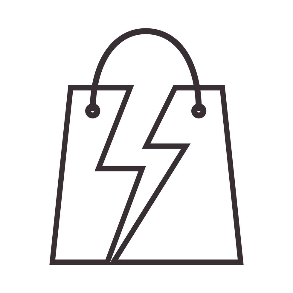 flash com linhas de sacola de compras logotipo símbolo ícone vetor ilustração design gráfico