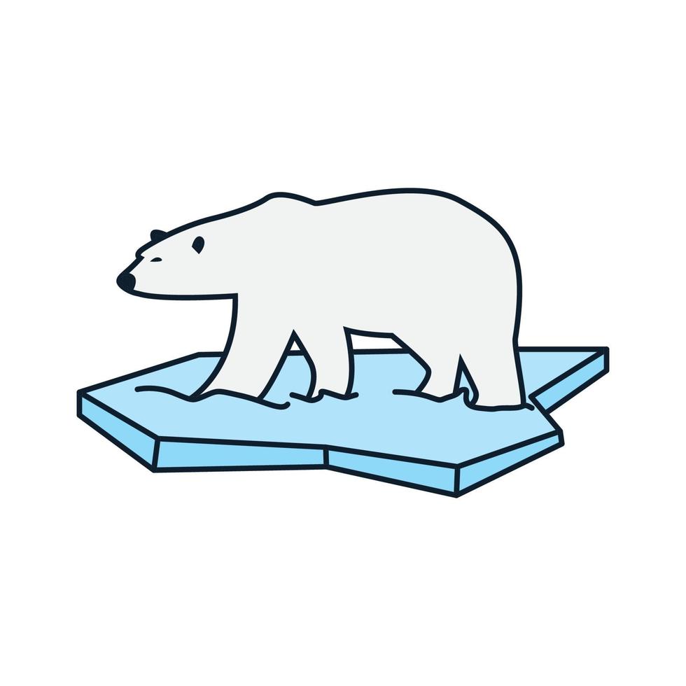 urso polar com contorno de arte de linha de iceberg design de ilustração de ícone de vetor de logotipo abstrato