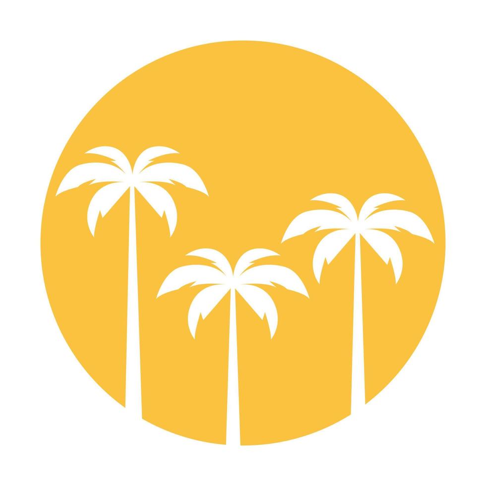 coqueiros com logotipo do sol símbolo vetor ícone ilustração design gráfico
