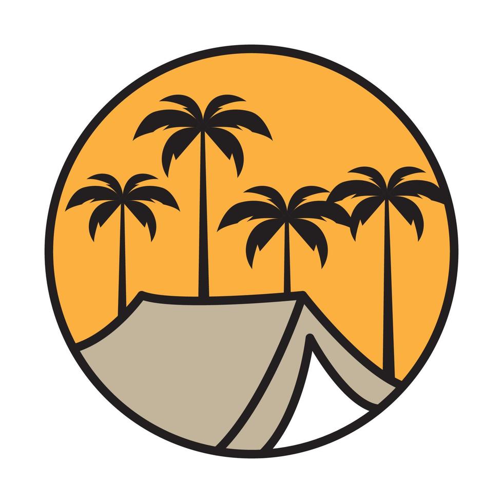 tenda com coqueiros logotipo símbolo vetor ícone ilustração design gráfico