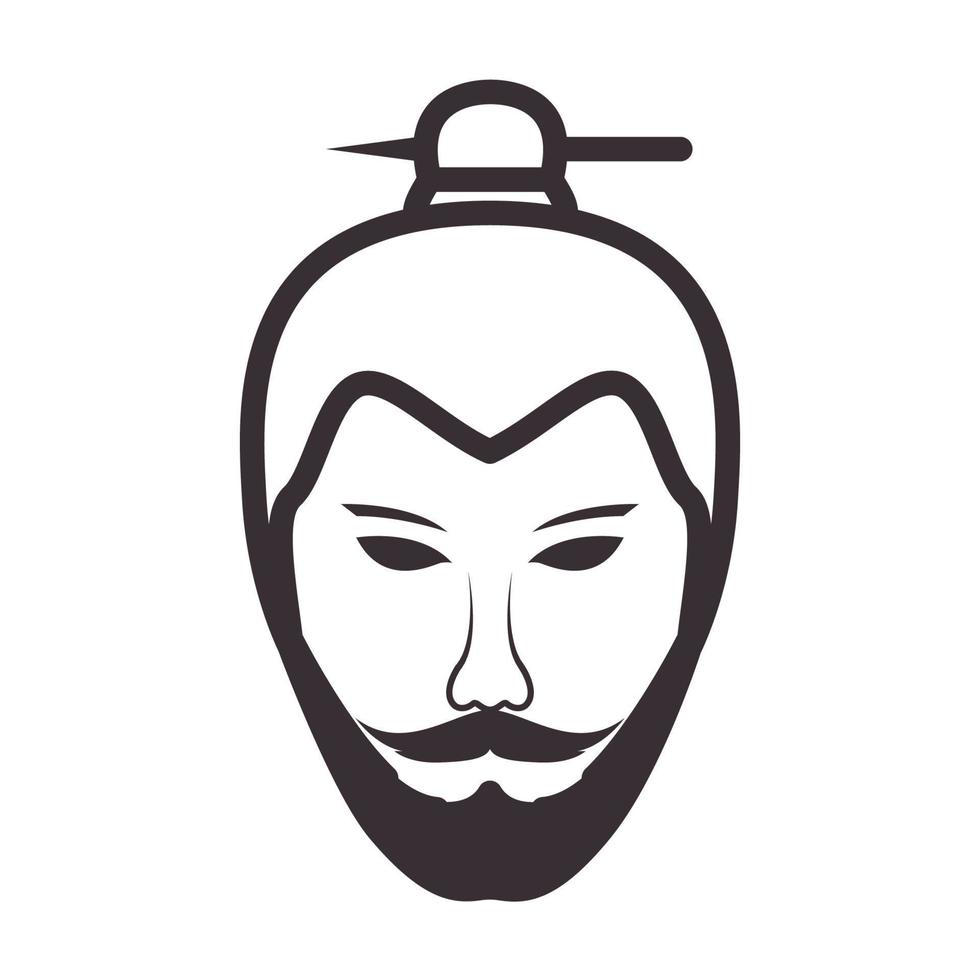 linhas homem cabeça barba japão cultura logotipo símbolo vetor ícone ilustração design