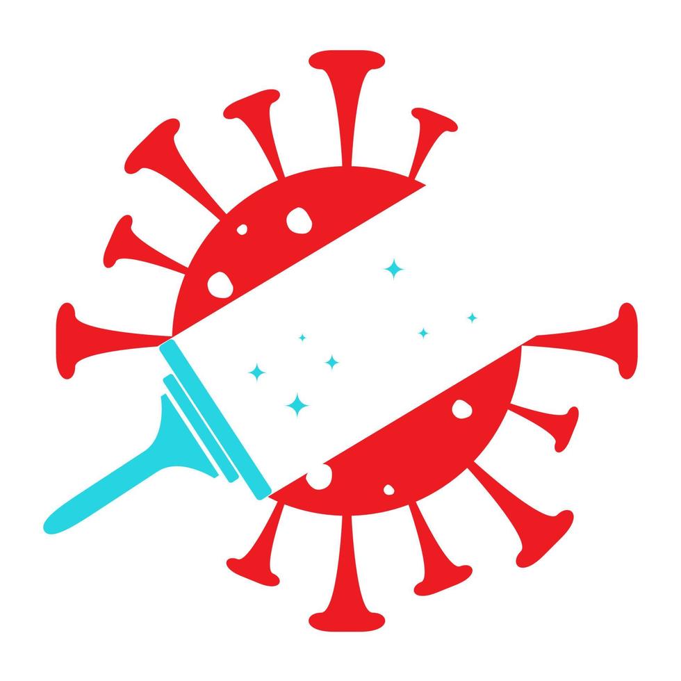 limpeza limpa com logotipo de vírus vector símbolo ícone design ilustração gráfica