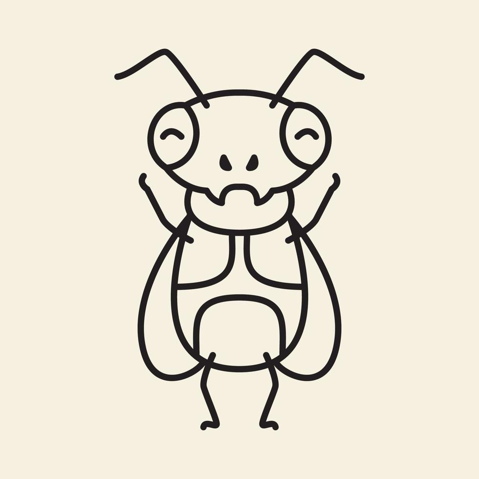 animais inseto desenhos animados linhas besouro design de logotipo feliz vetor ícone símbolo ilustração
