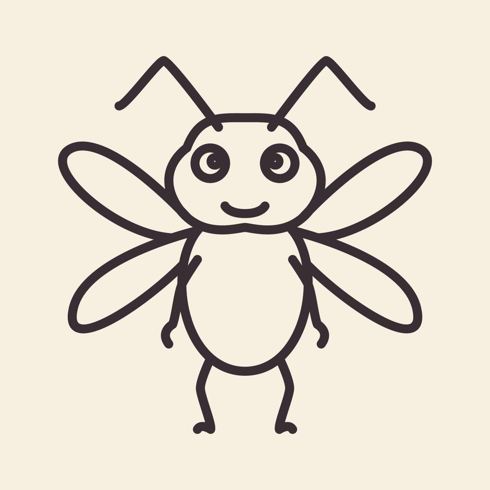 animal inseto pequeno besouro linhas de desenho animado bonito design de logotipo vetor ícone símbolo ilustração