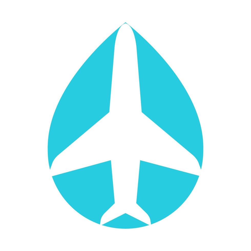 gota de água azul com logotipo do avião vector símbolo ícone design ilustração gráfica