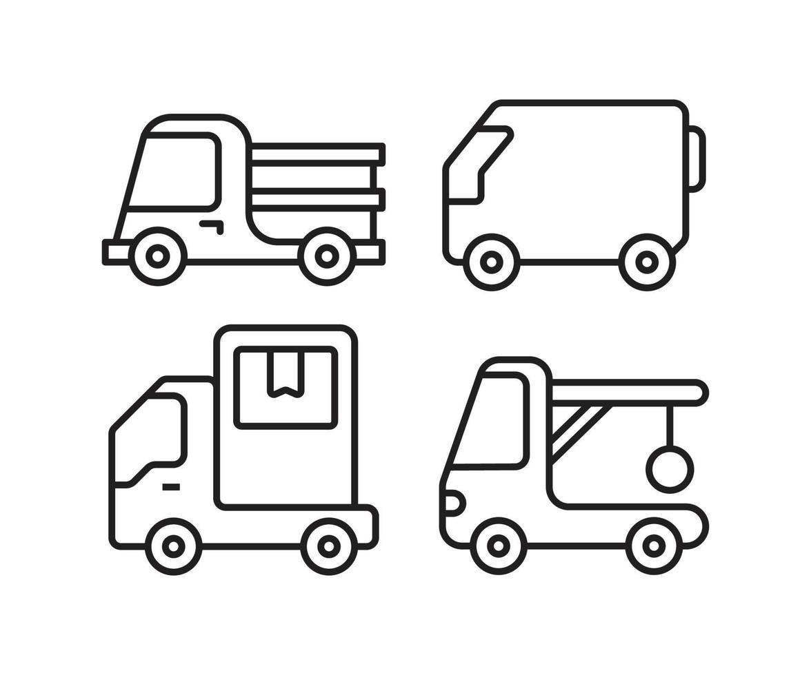 ilustração vetorial de ícones de caminhão de reboque, van e caminhão vetor