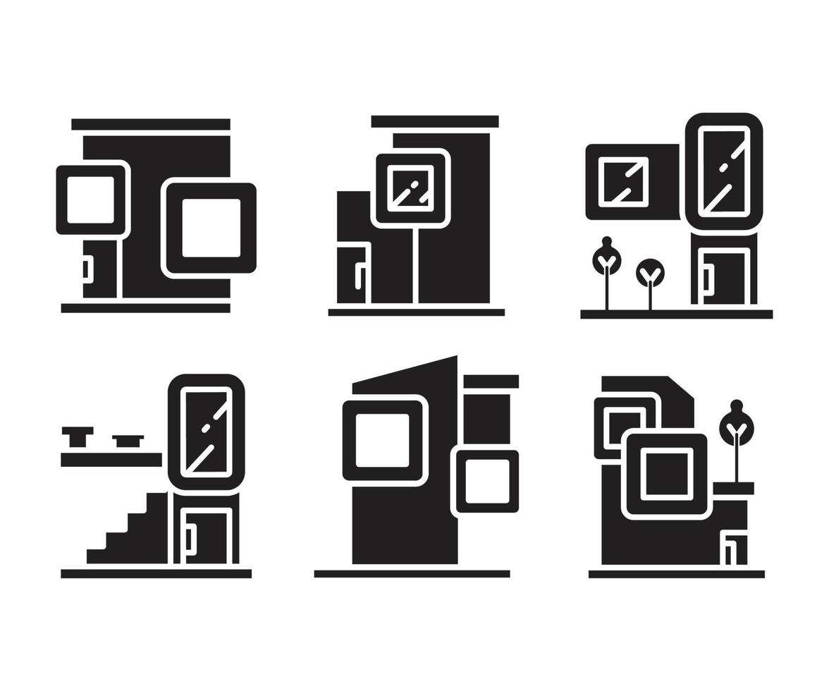 ilustração de conjunto de ícones em casa moderna vetor