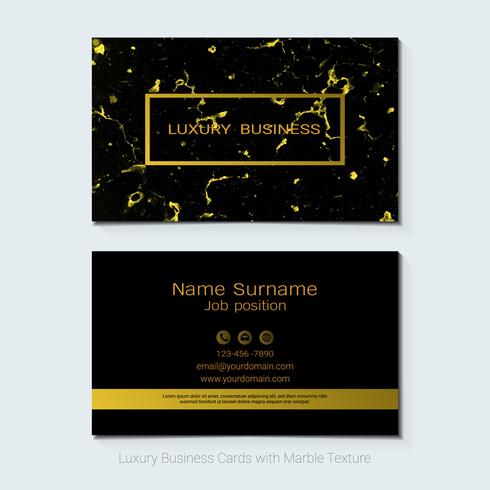 Cartões de visita de luxo vector modelo, Banner e capa com textura de mármore e detalhes de folha de ouro.