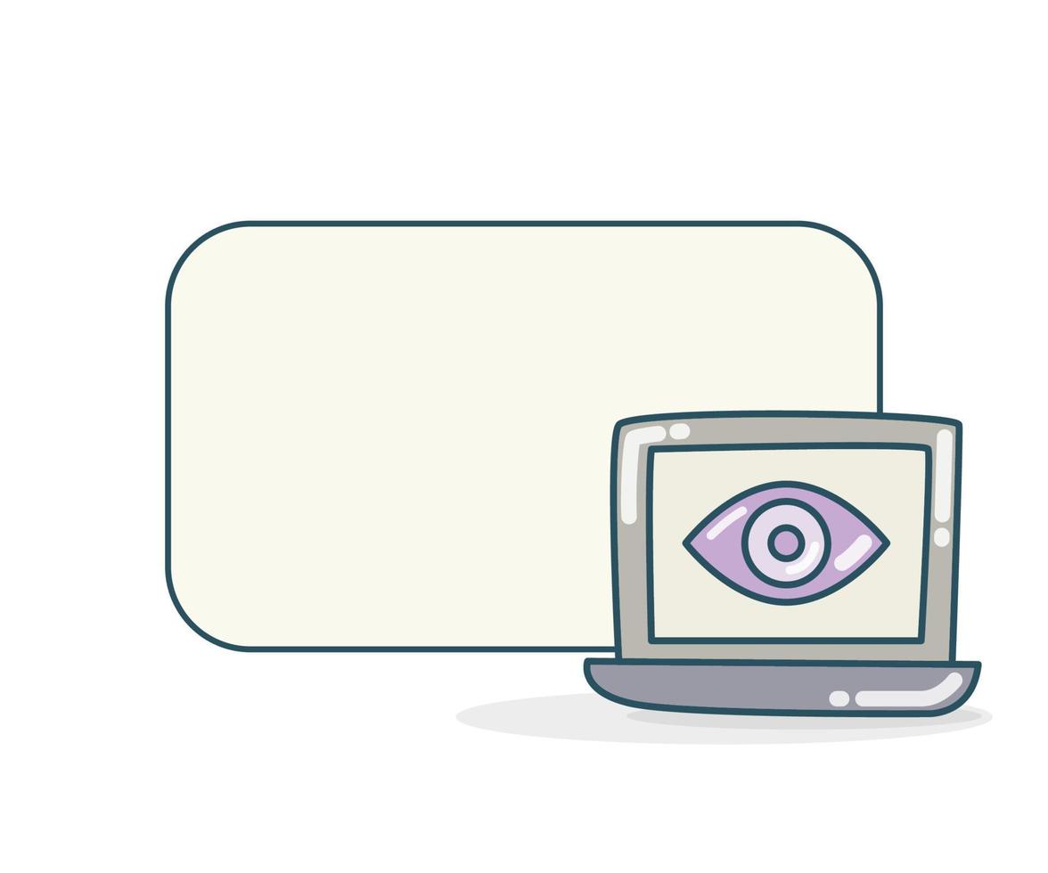 quadro de notas com varredura ocular na ilustração vetorial de ícone de laptop vetor