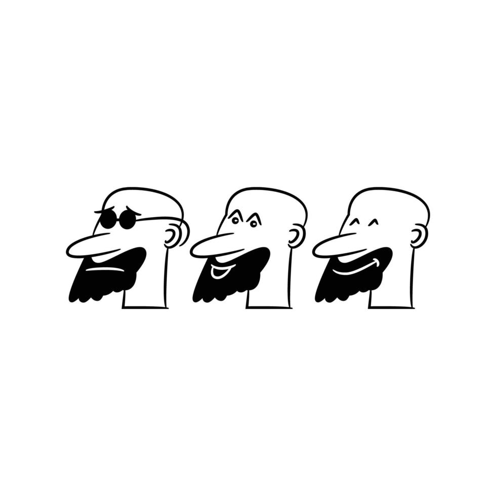avatares de quadrinhos de homem careca vetor