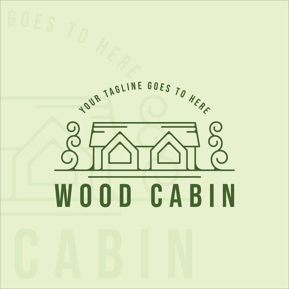 cabine ou casa de campo linha arte logotipo simples ilustração vetorial modelo ícone design gráfico. acampamento ou sinal e símbolo de acampamento com estilo minimalista e tipografia vetor