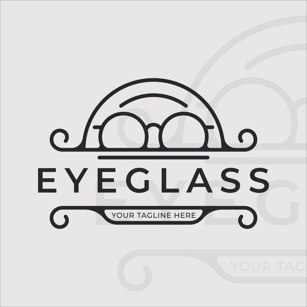 arte de linha de logotipo de óculos com design gráfico de ícone de modelo de ilustração vetorial de estilo vintage. óculos ou sinal de óculos e símbolo para empresa de óptica e negócios vetor