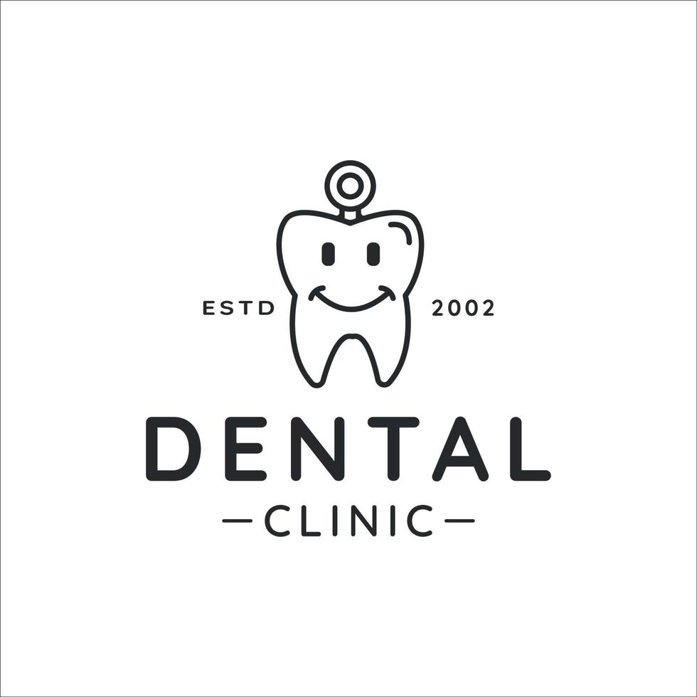 clínica odontológica dente logotipo linha arte vintage ilustração vetorial modelo ícone design gráfico vetor