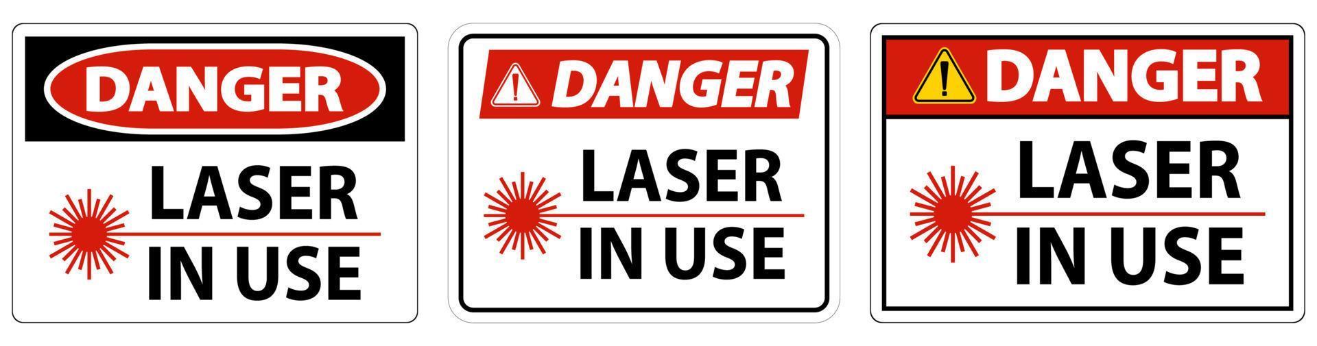 laser de perigo em sinal de símbolo de uso no fundo branco vetor